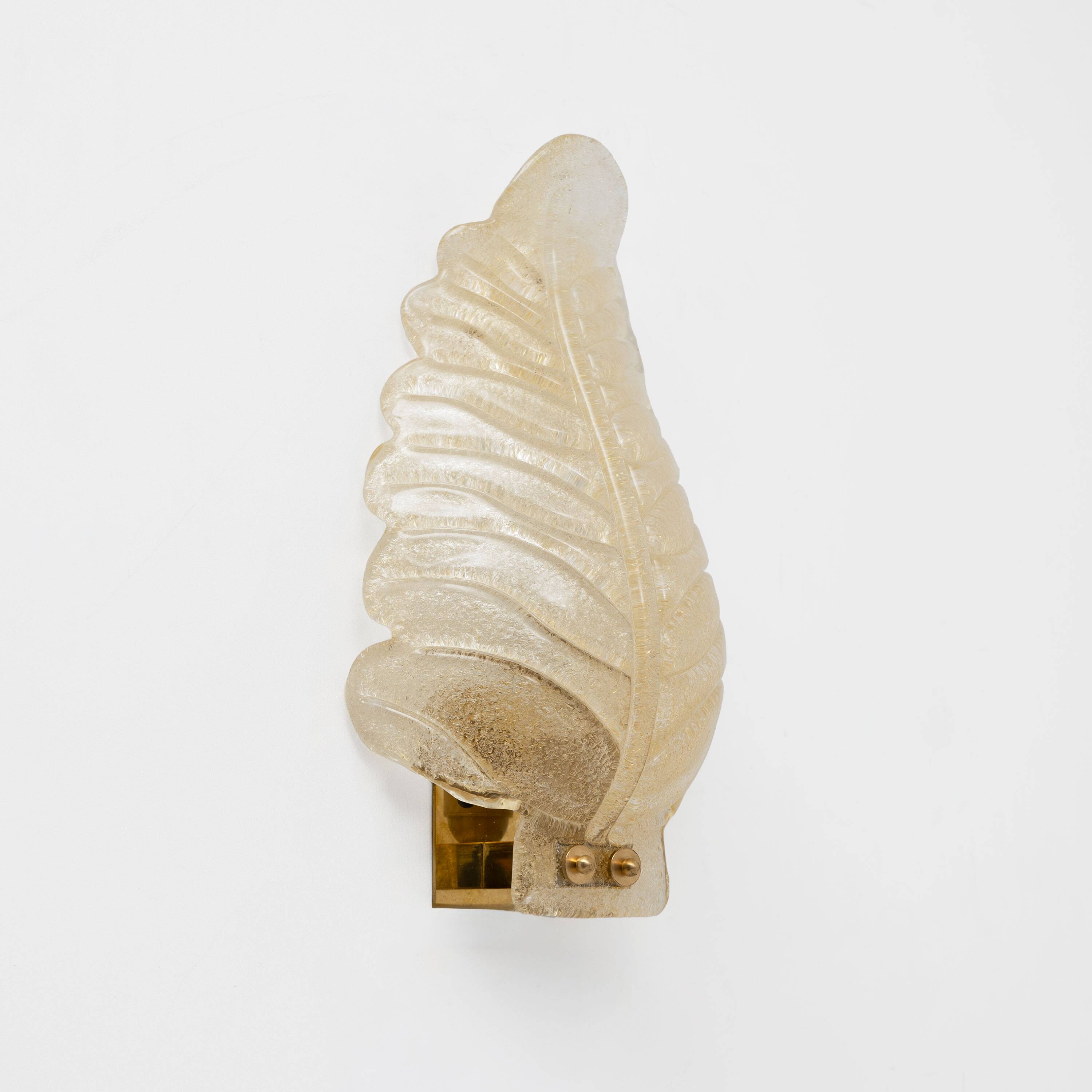 Pair of Barovier Style Mid-Century Modern Murano Glass Gold Leaf Sconces