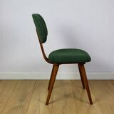 Vintage chair with green boucle backrest like Skoczek - set of 2 chairs