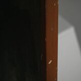 Mid-century pastel oil abstract painting, Danish artist, patinated wooden frame.