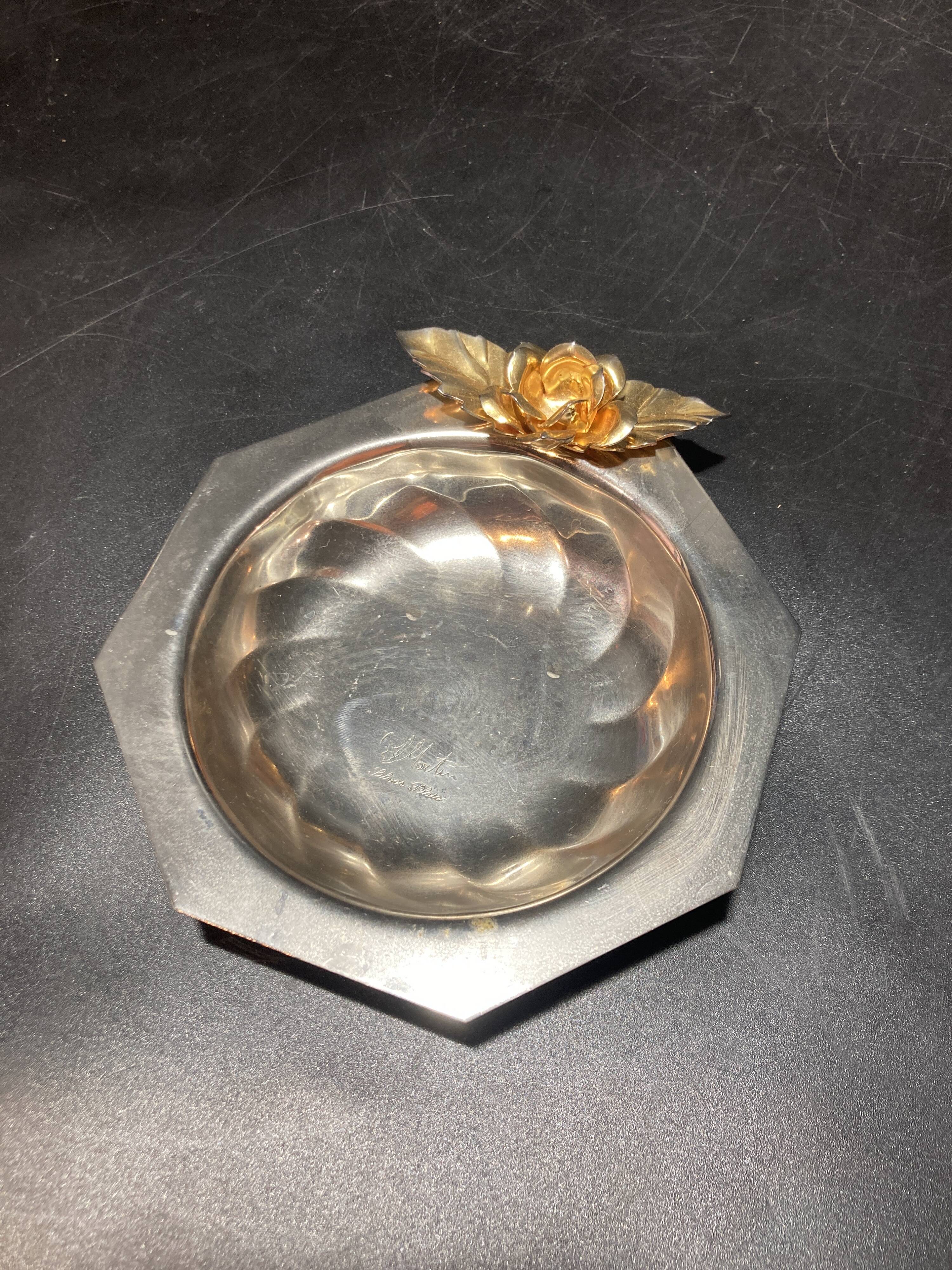 Vide poche en métal argenté