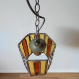 Vintage stained glass pendant light