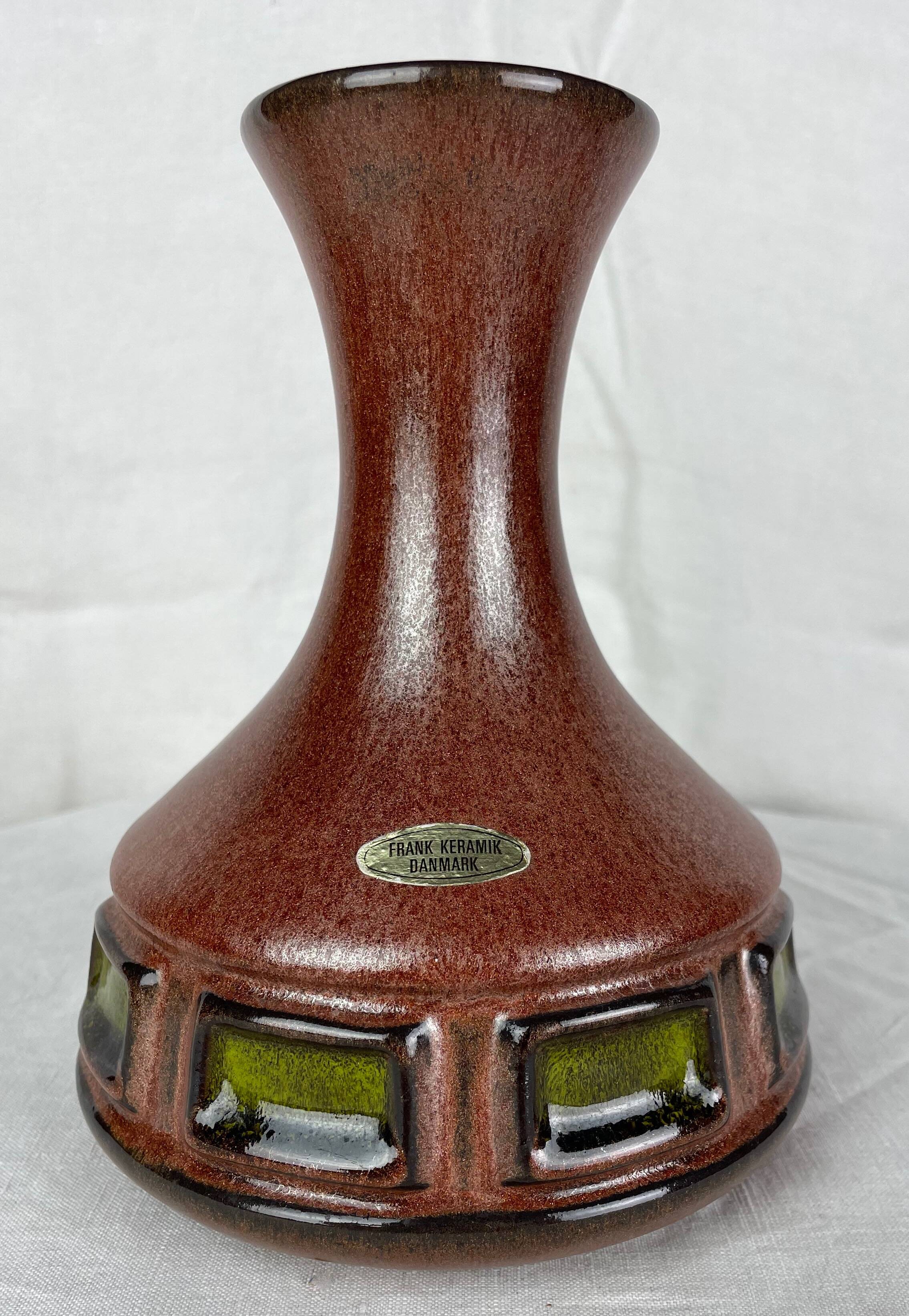 Vase made in Denmark brown and green