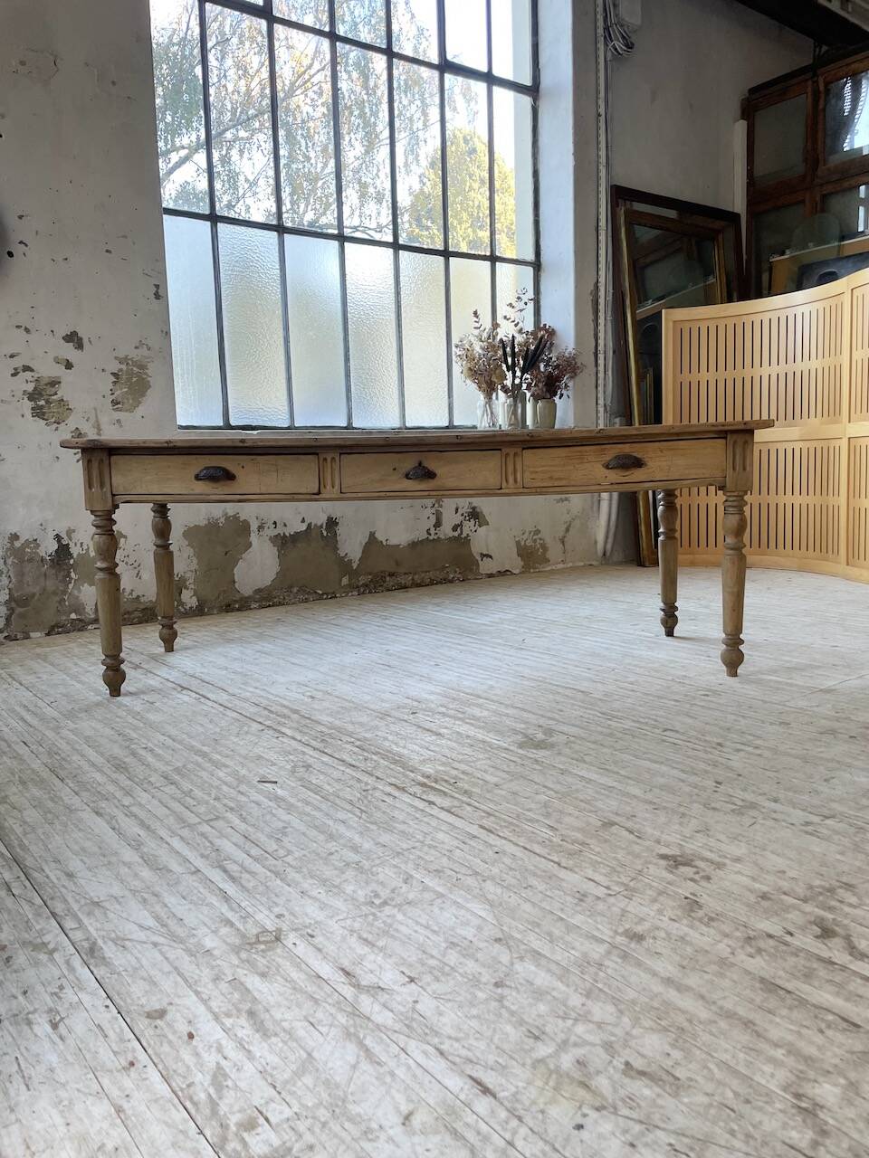 2m walnut drapery farmhouse table
