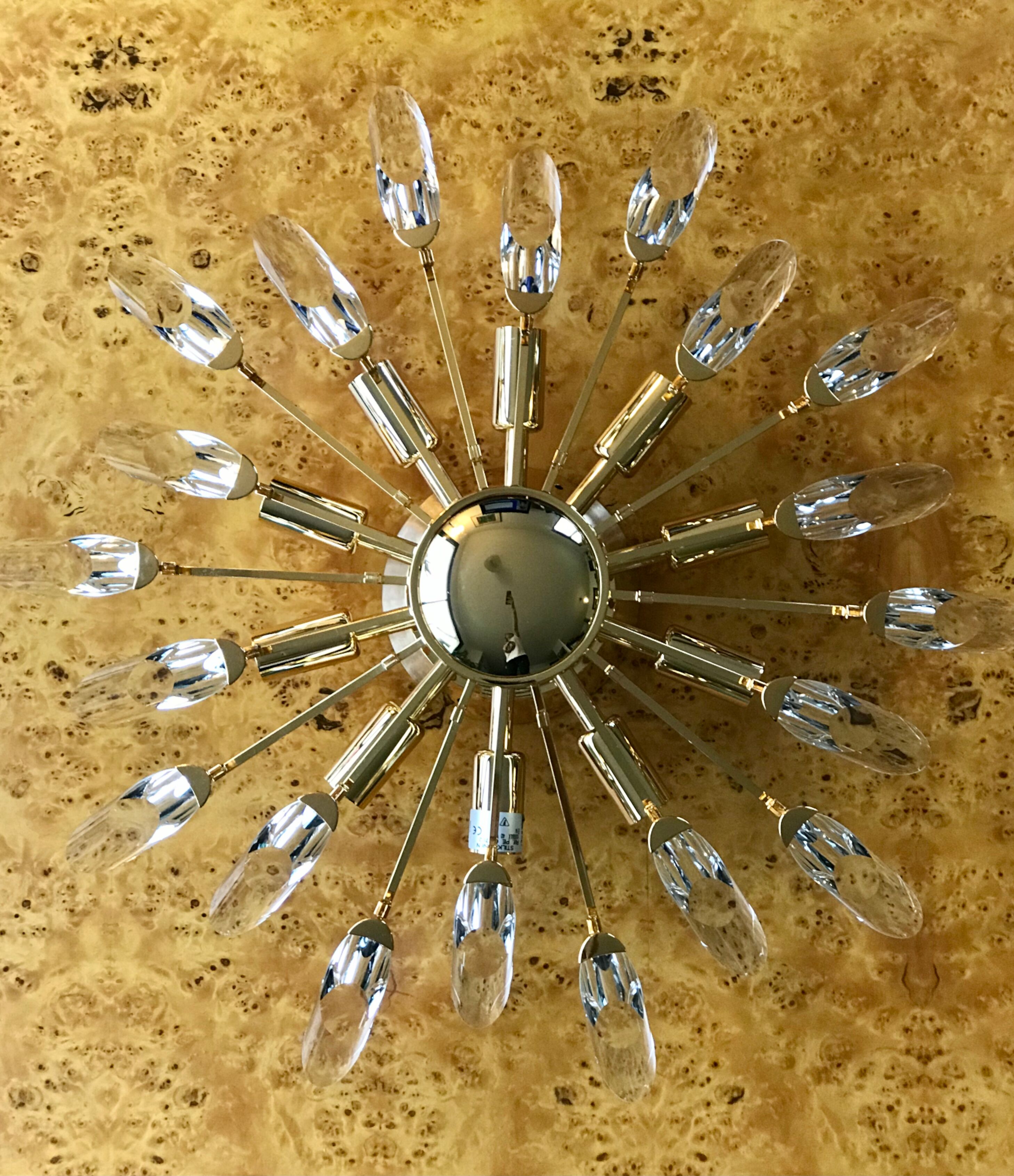 Ceiling lamp sun brass and crystal