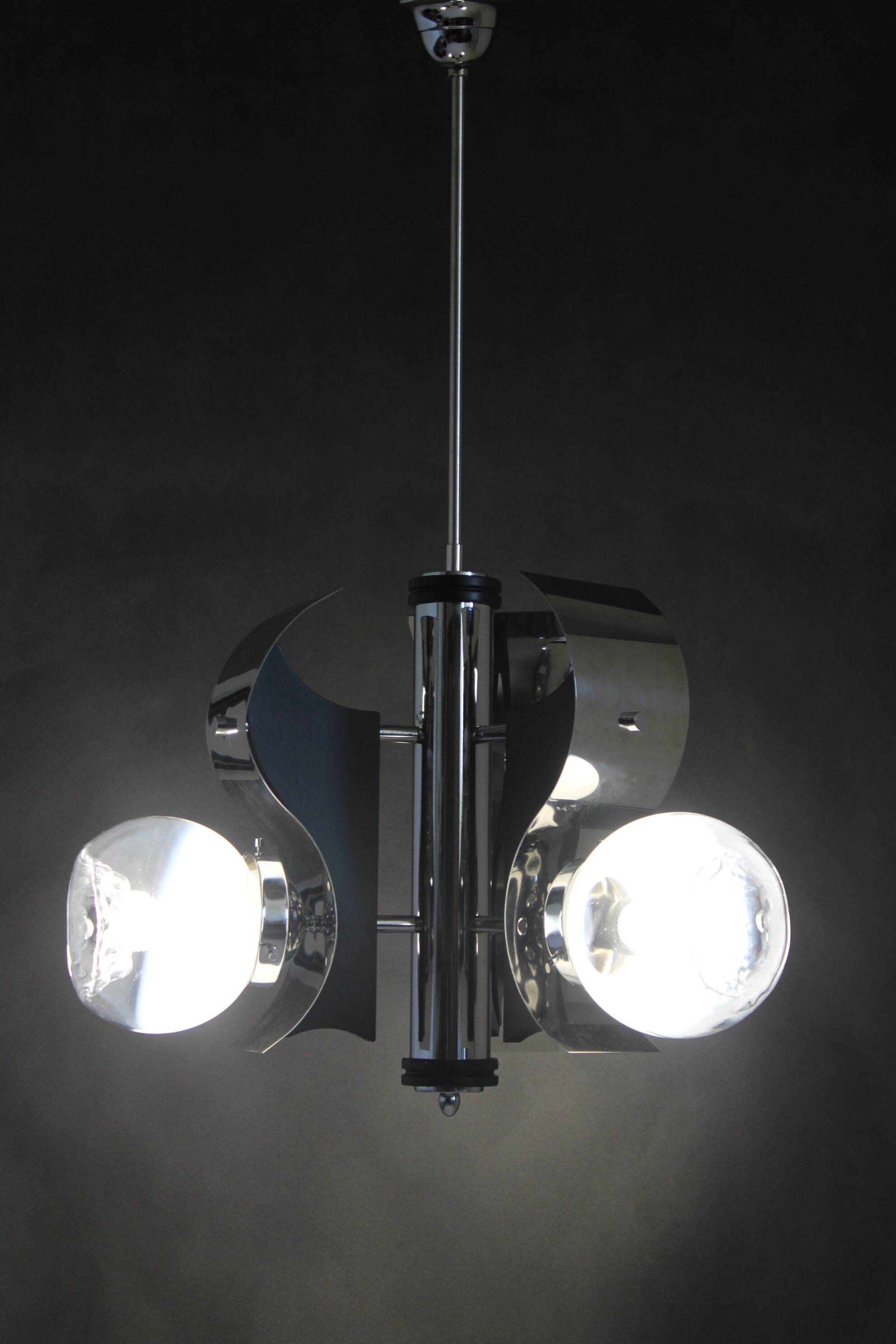 1970s Italian Chrome Plated Chandelier