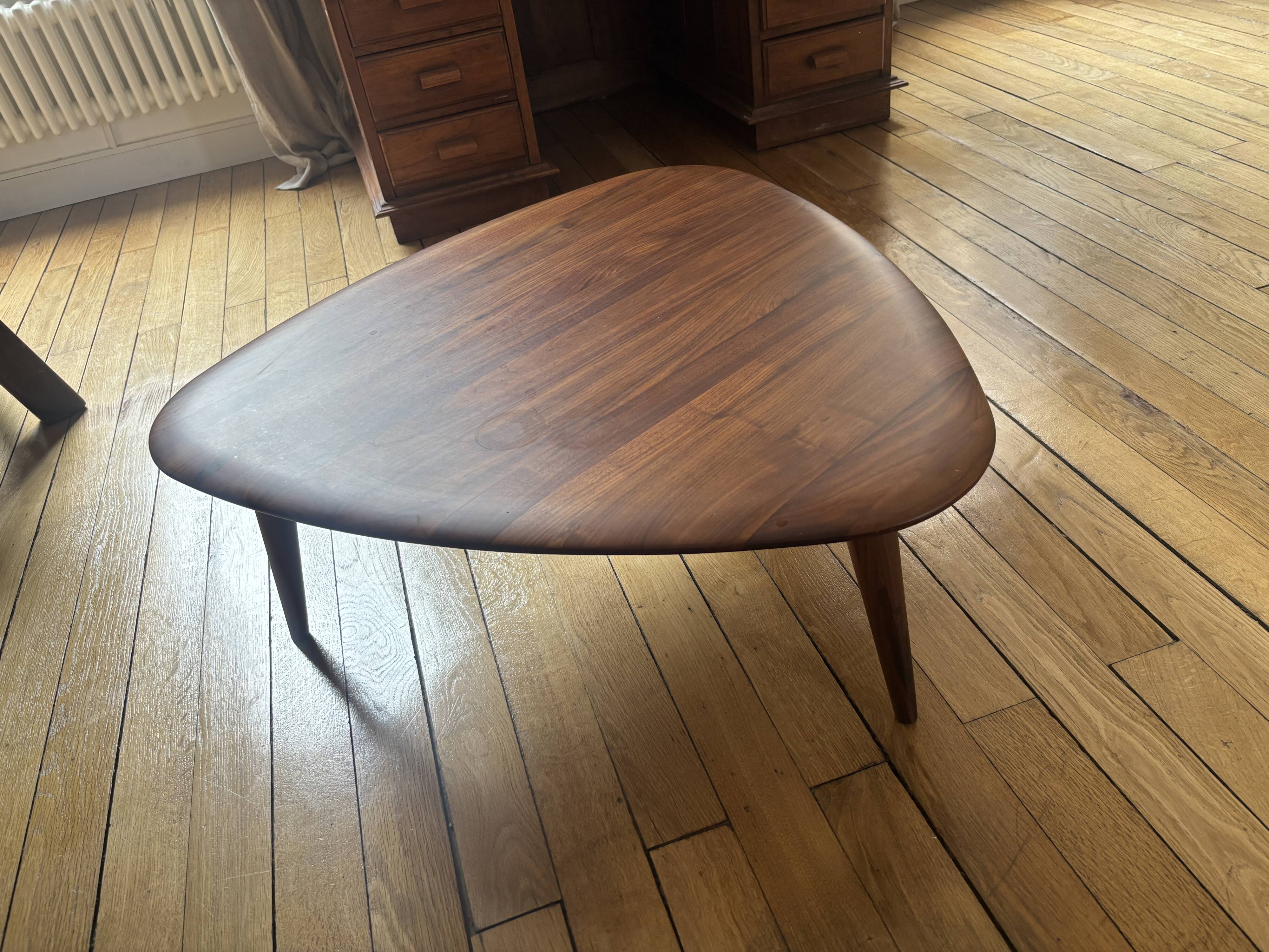 Organic Walnut Coffee Table - Mid-Century Modern Style