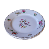 3 small plates vintage flowers and bird Digoin and Sarreguemine