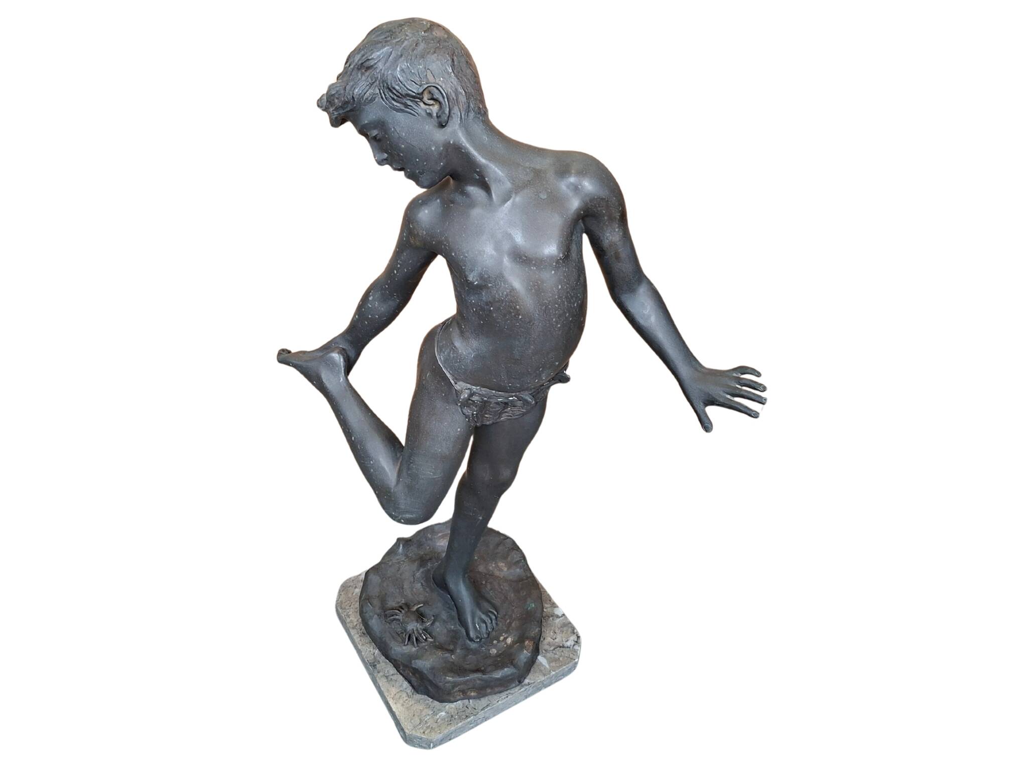 Splendida Scultura in Bronzo: "Il Bambino Morso dal Granchio" '90