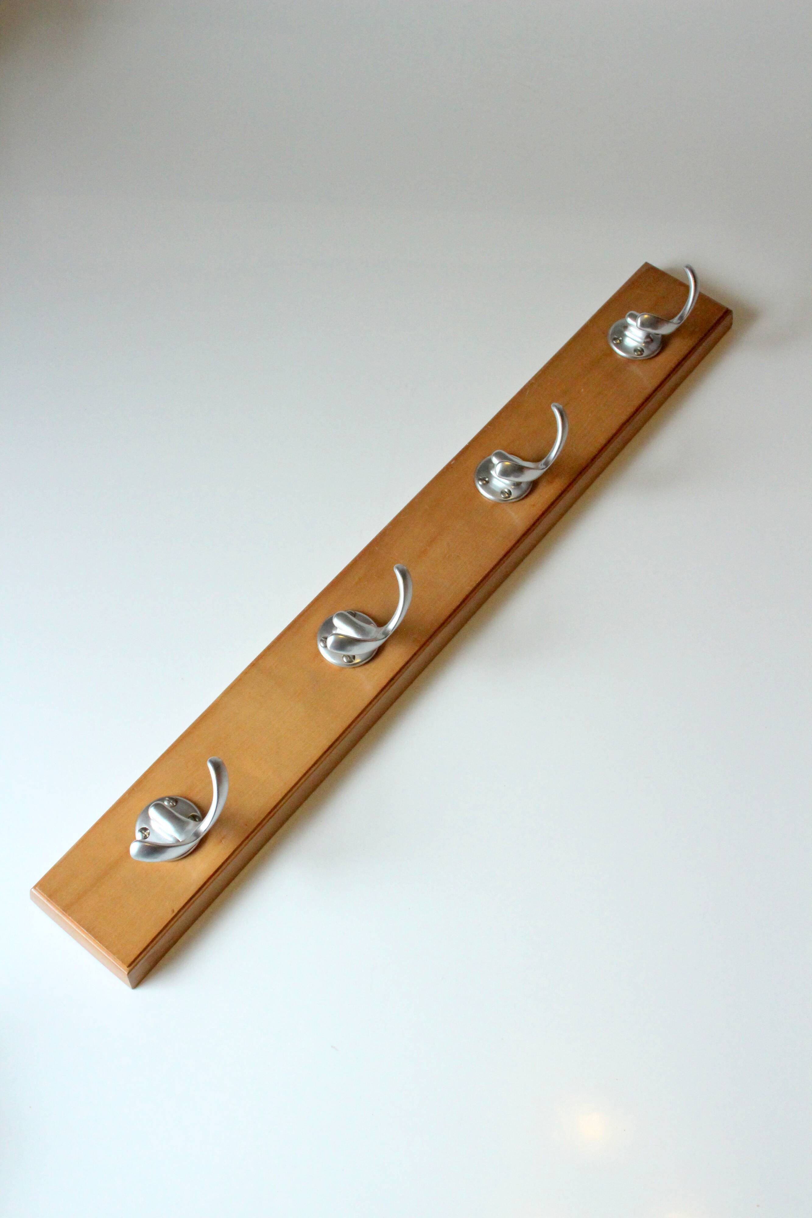 Solid wooden coat door, coat rack with 4 hooks