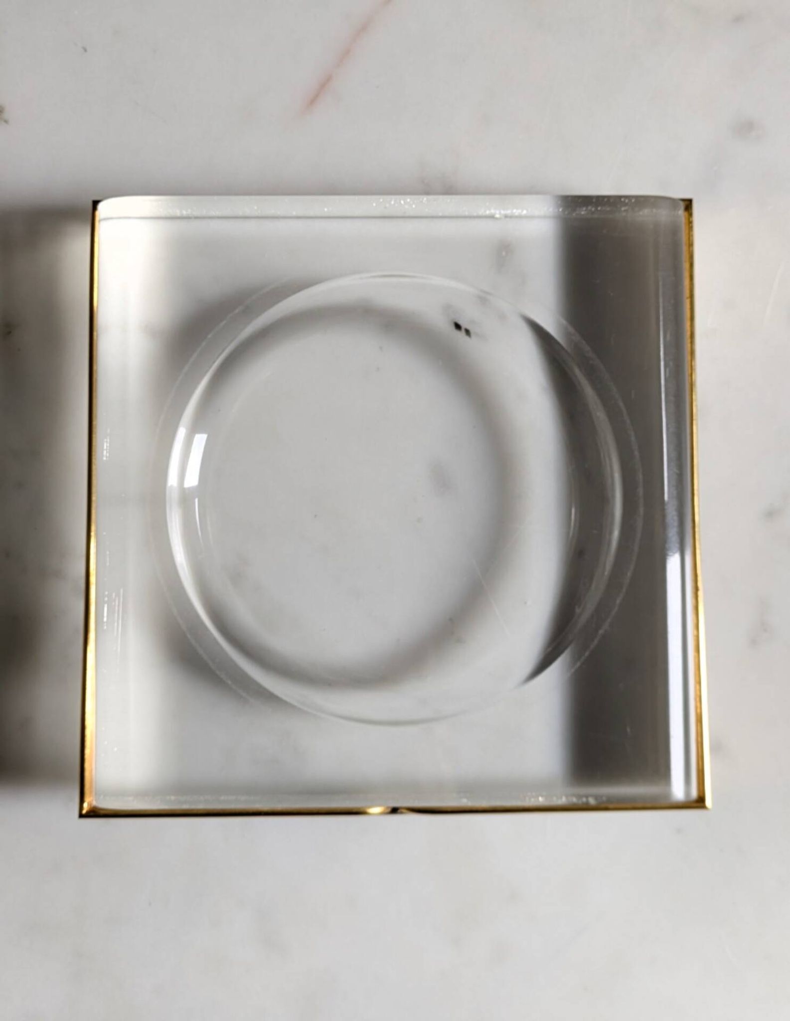 Lucite and brass catchall attributed to Claude Malle/Maison Roméo.