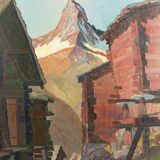 Vue de paysage Suisse,"Findeln mit Matterhorn", Fr. WIPPERMAN, 1937