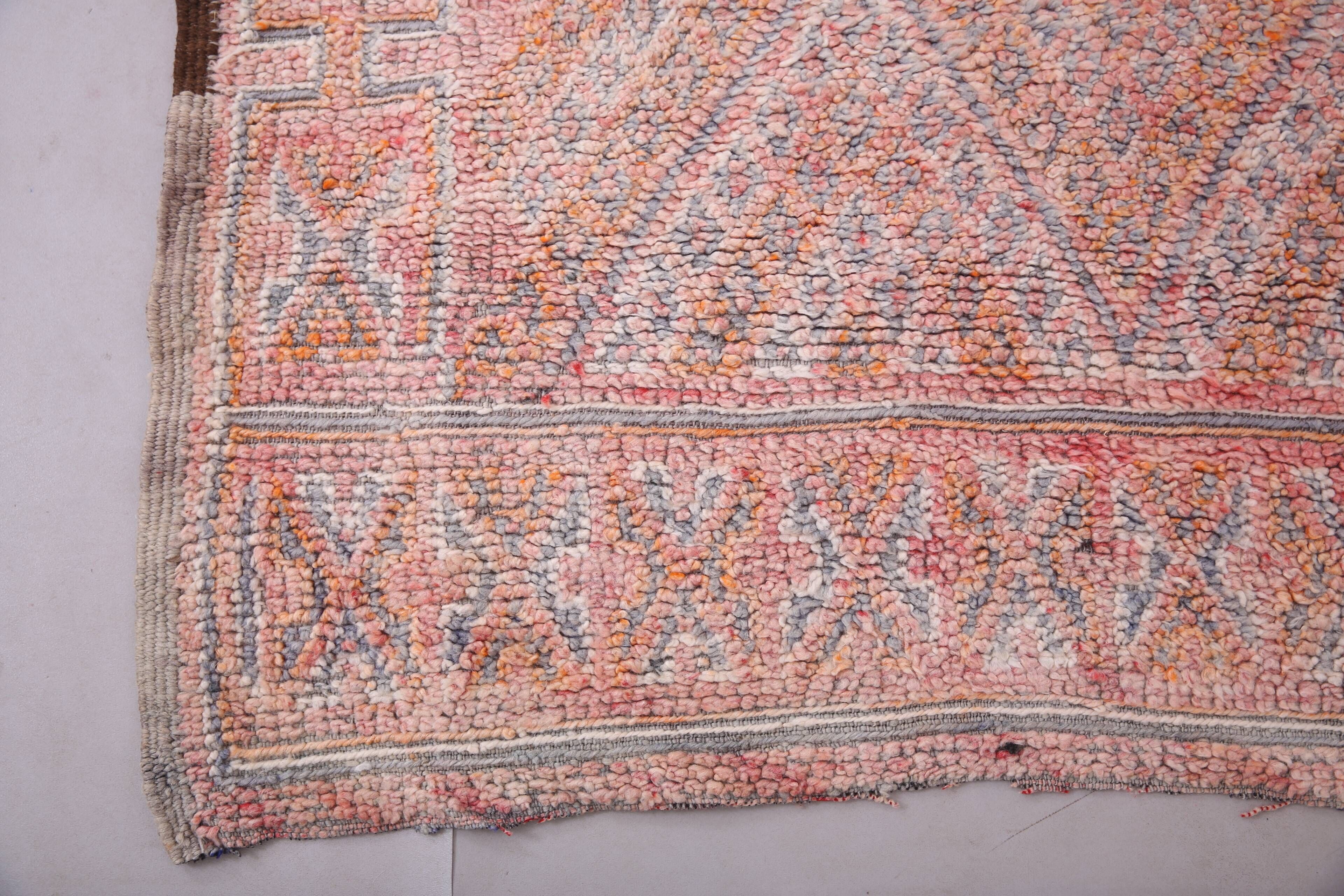 Tapis marocain vintage rose 205 x 303 cm, tapis en laine berbère, tapis berbère boho