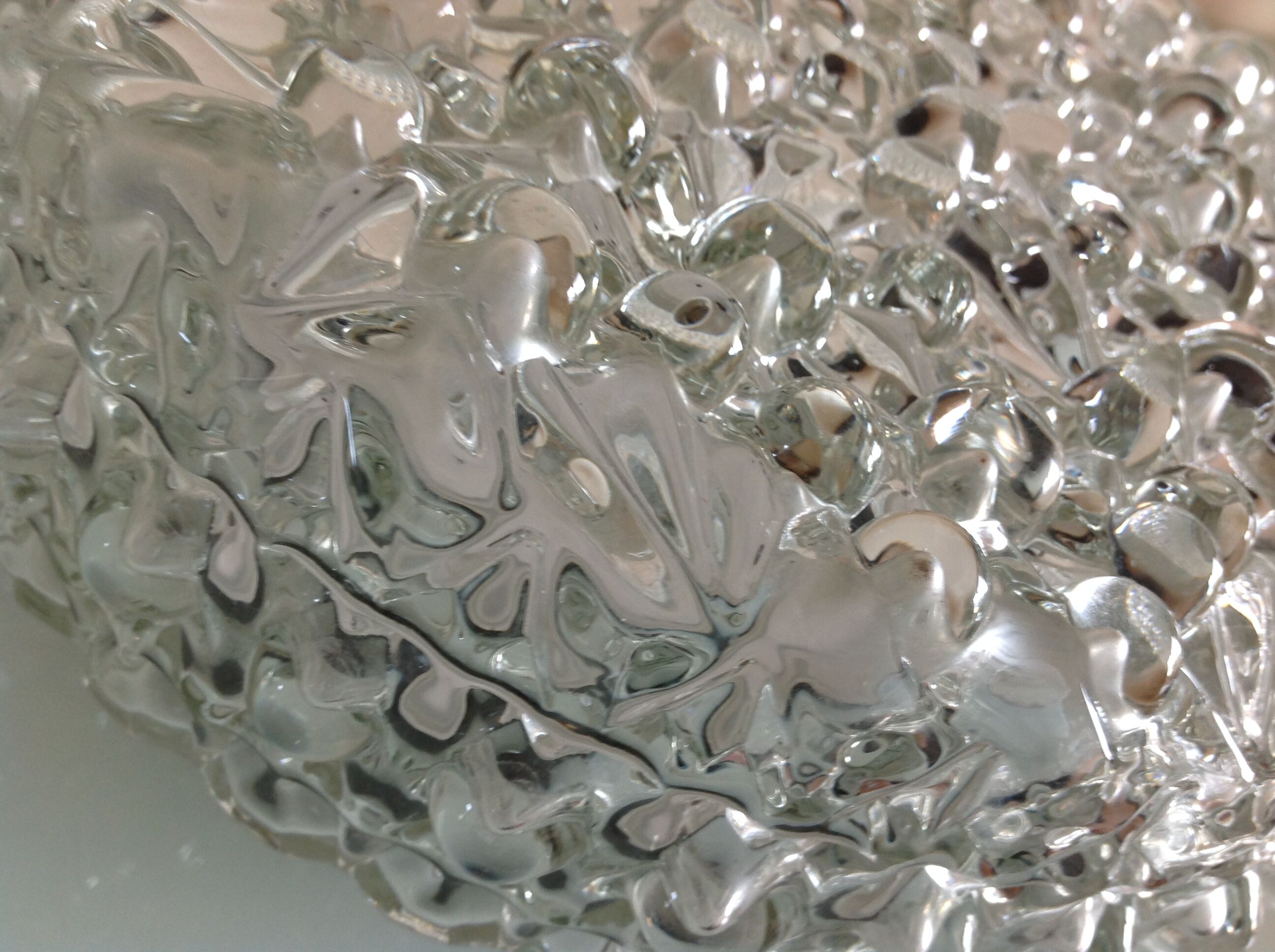 Round ceiling lamp in bubbled glass / vintage 60s-70s