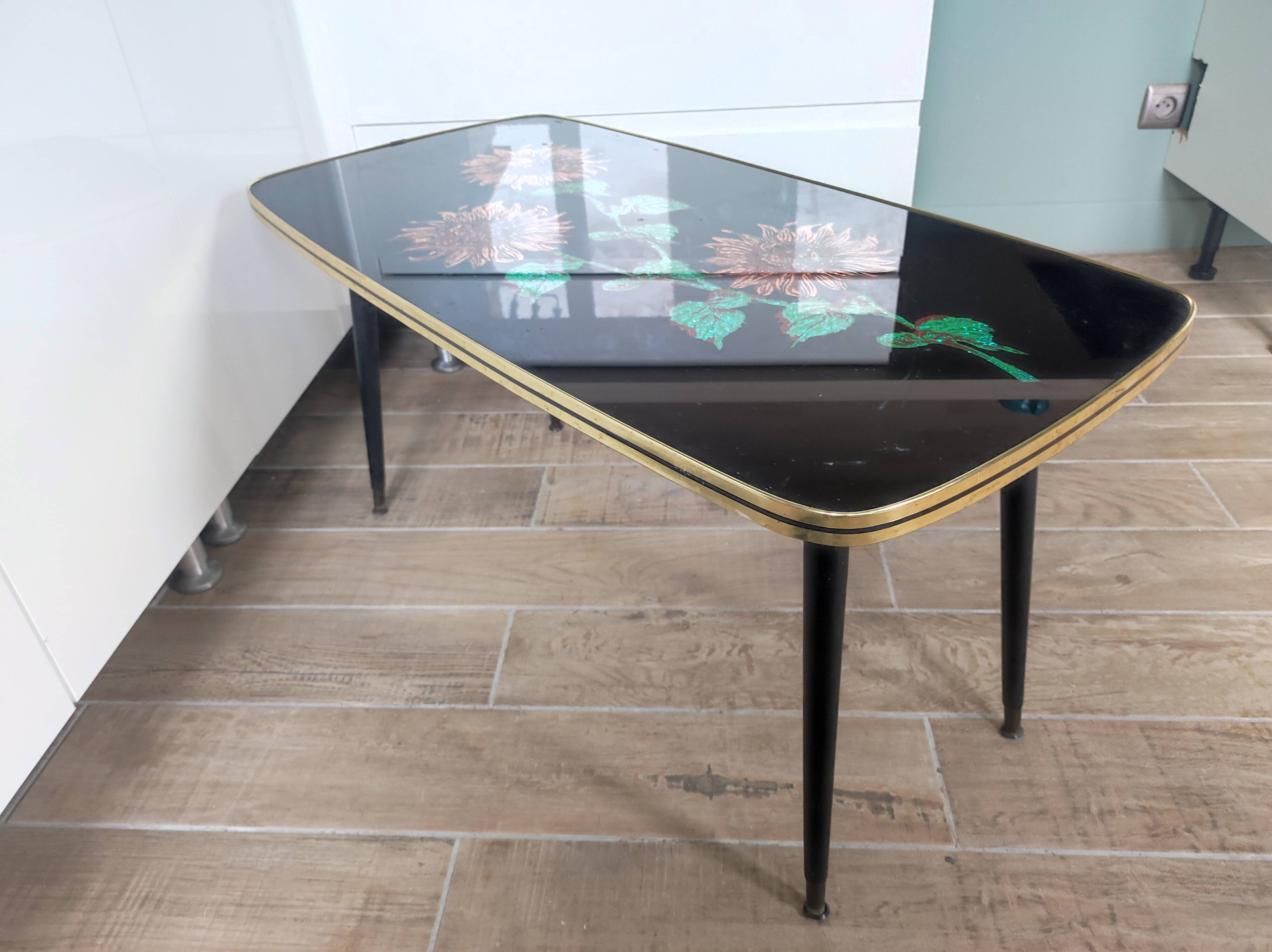 Coffee table cocktail feet compass vintage 60