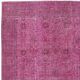 Vintage Handmade Turkish Wool Area Rug Redyed in Pink for Modern Interiors