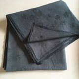 Hand embroidered linen tablecloth, 60's, 3.10m