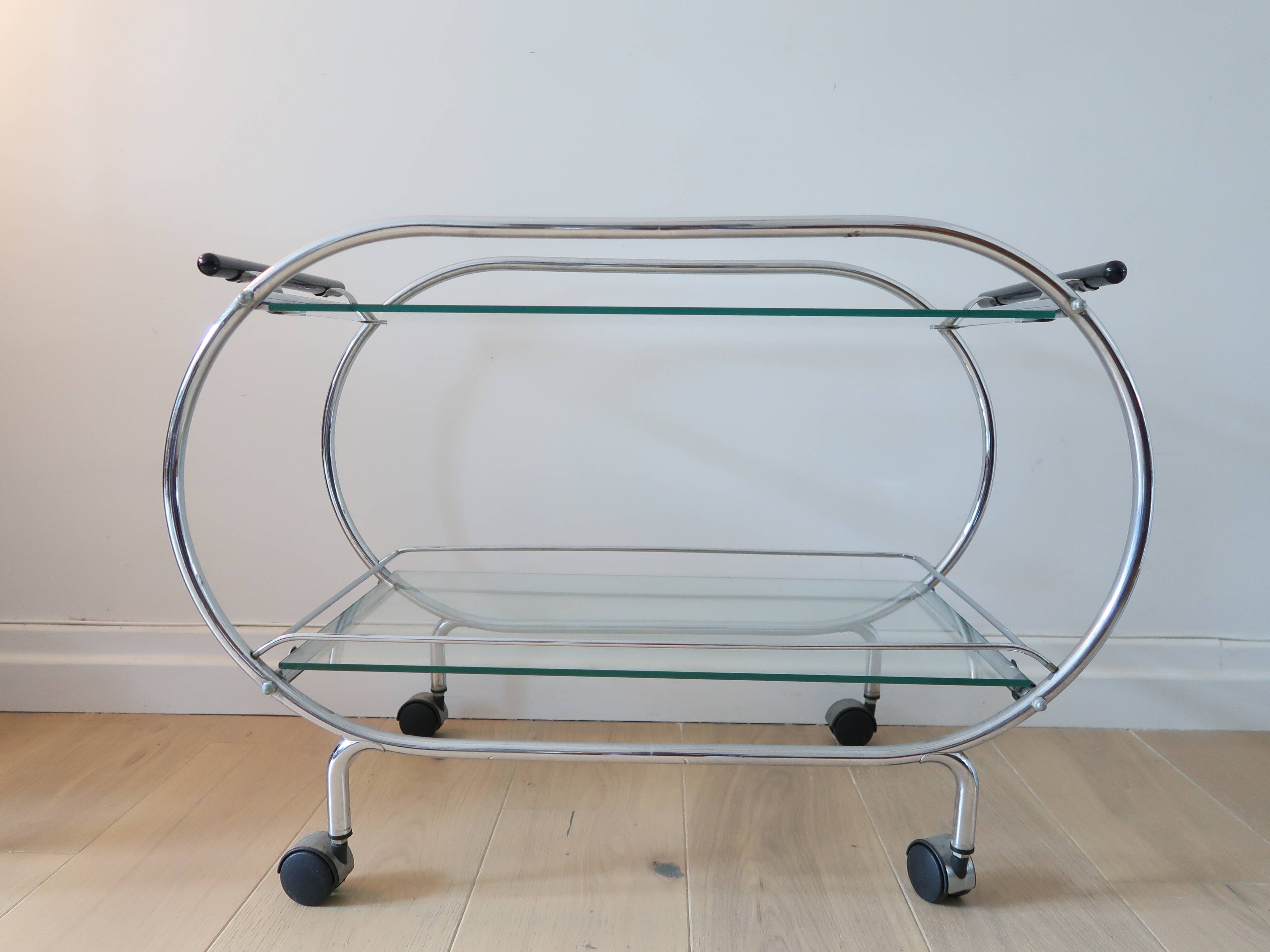 Desserte chariot chrome et verre vintage