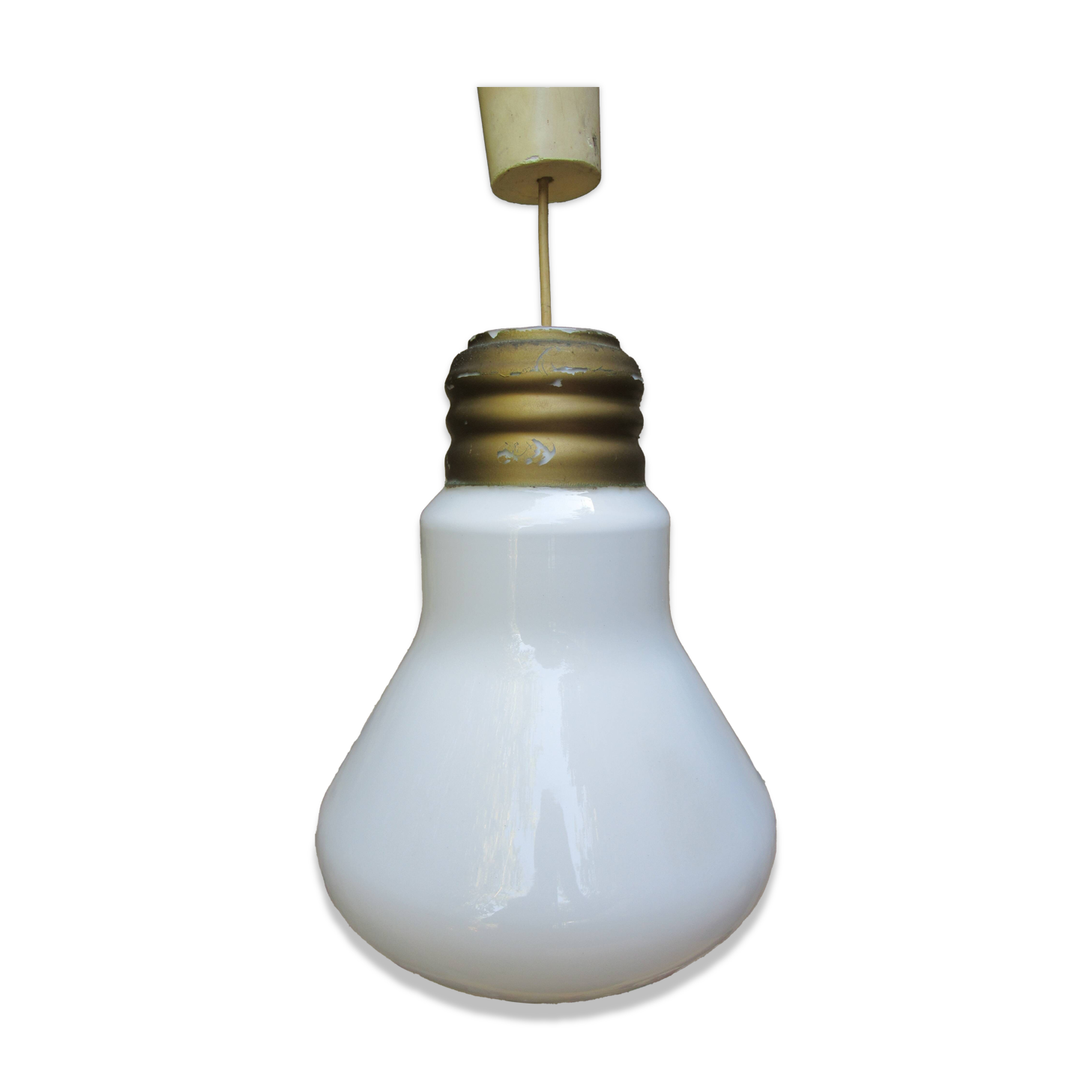 Pendant Lamp Bulb Opaline Glass Vintage 70s