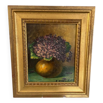 Ancienne peinture, nature morte , bouquet de fleurs