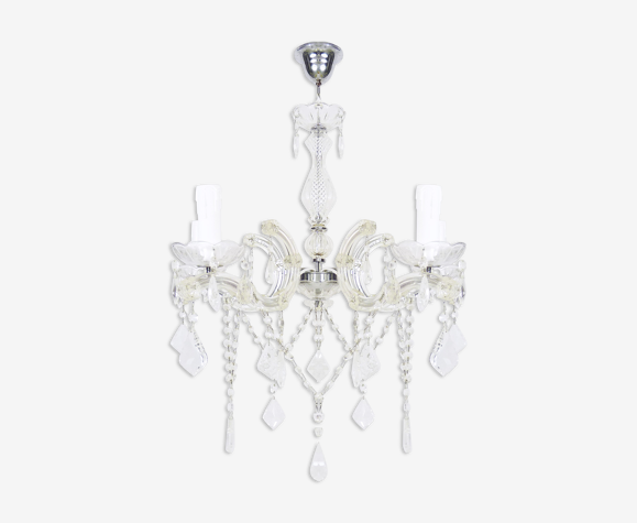 Lustre Marie Thérèse à 5 feux à pampilles en verre