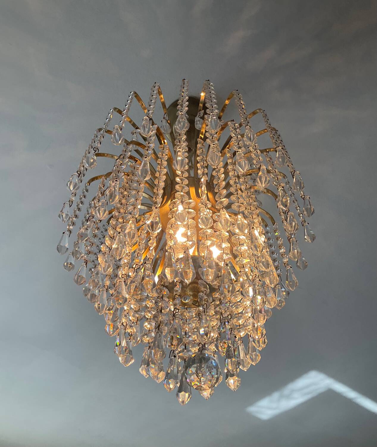 70s crystal tassel cascade chandelier