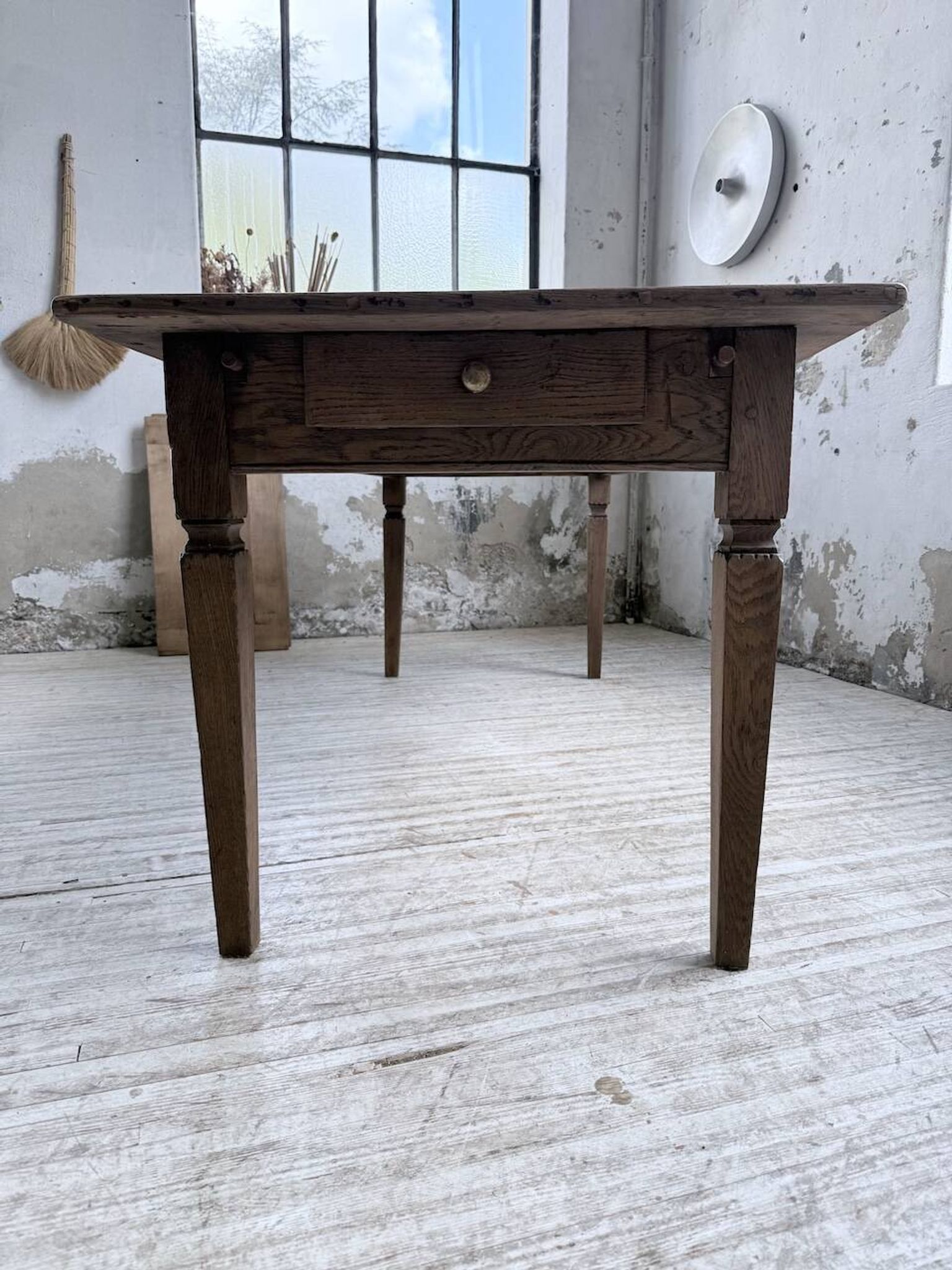 Solid oak farmhouse table with extensions (190-280cm) 1950