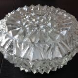 Structured glass round ceiling lamp / vintage 60s-70s