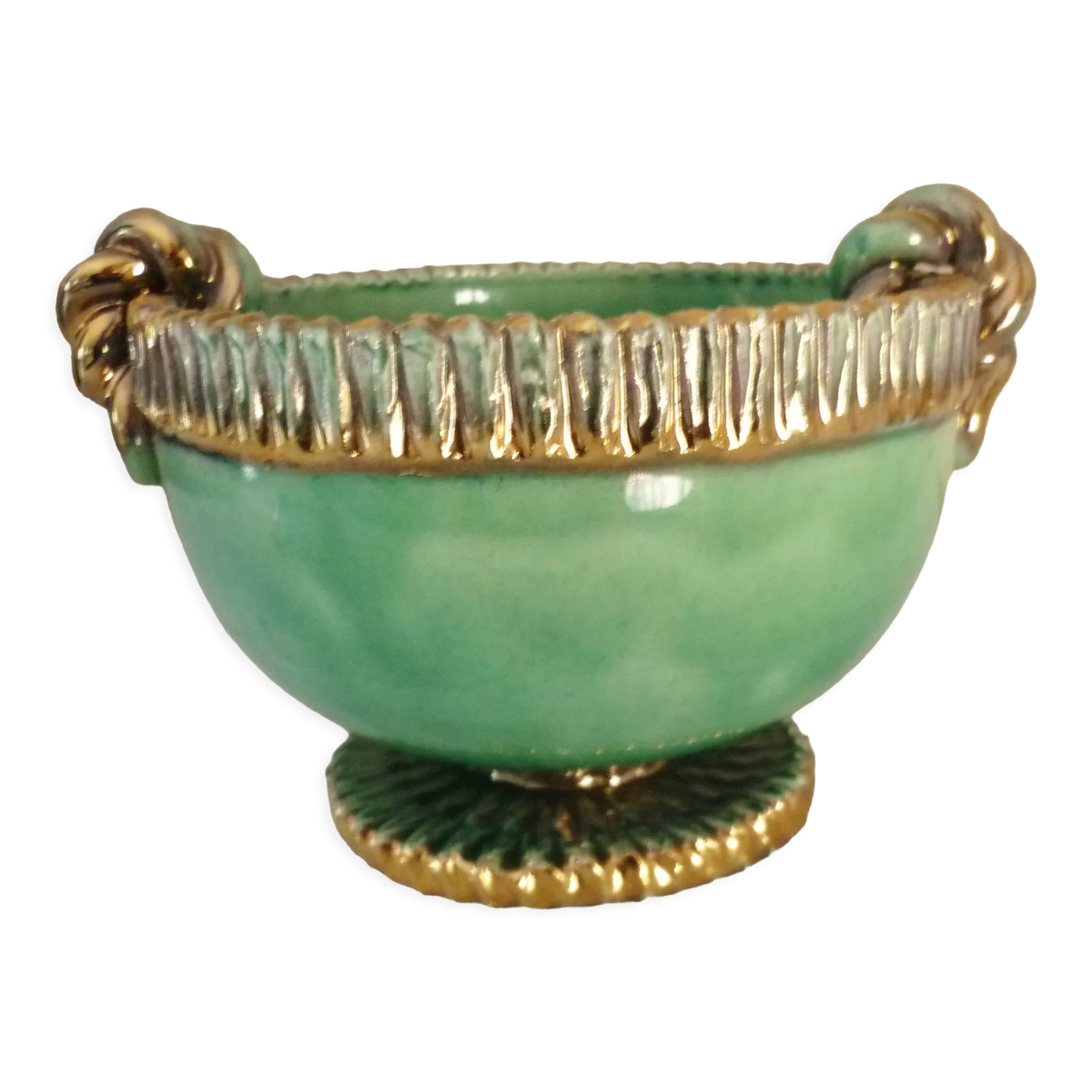 Cup, empty glazed ceramic pocket, signed Louis Dage, 50s