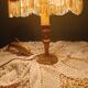 Vintage brass granny lamp | Ecru silk pagoda shade, 1950s/60s