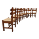 Brutalist rush dining chairs vintage 1970