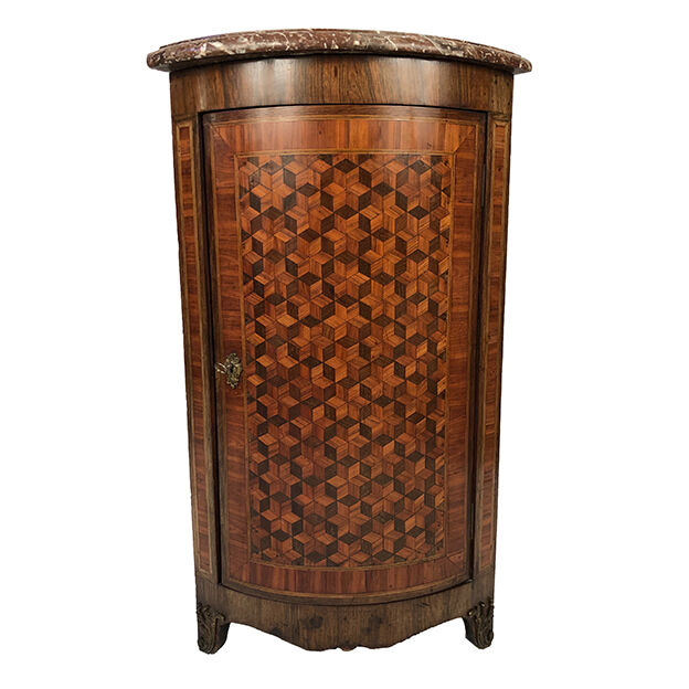 Fully inlaid neck cabinet, eighteenth-century marble top