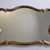 Vintage stucco and gilded wood mirror in Louis XV style, baroque, 78 cm