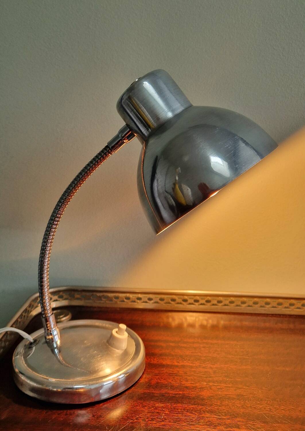 Polished aluminum desk lamp from the 1950s