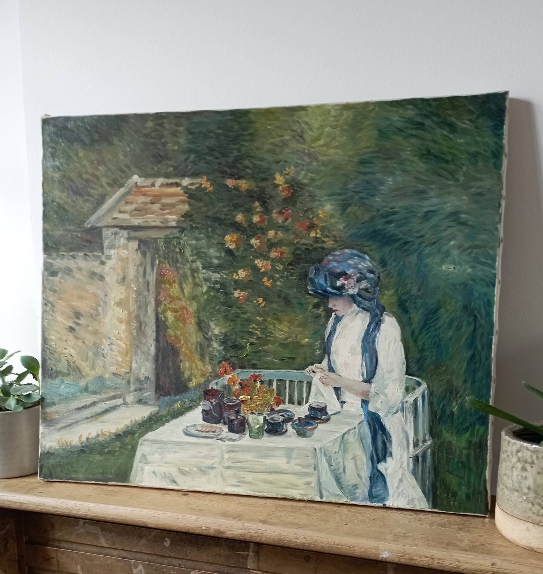 Vintage canvas painting after Childe Hassam