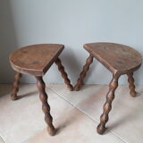 Duo wooden tripod stools