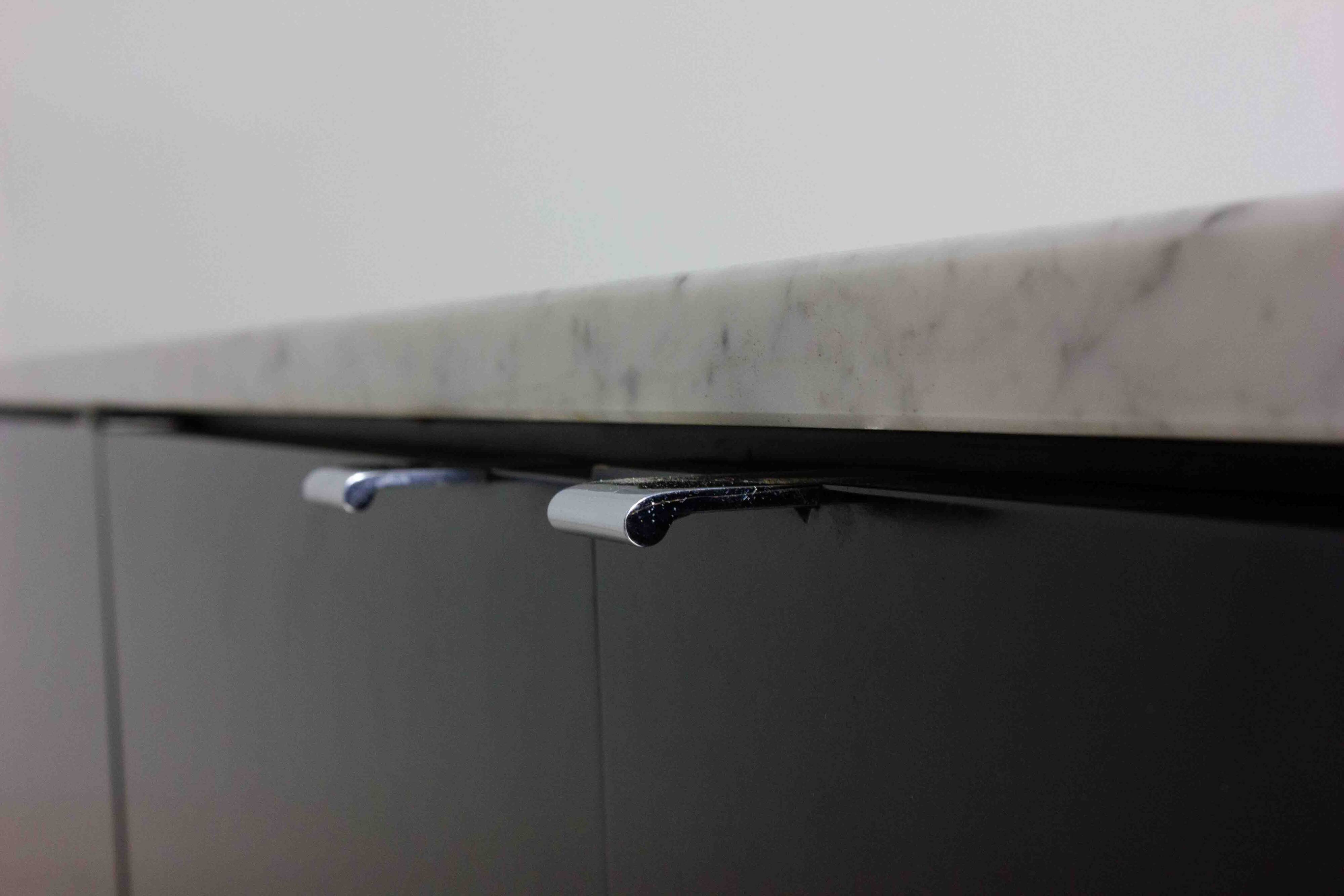 Black Executive Florence Knoll sideboard with metal handles, 1970s