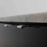 Black Executive Florence Knoll sideboard with metal handles, 1970s