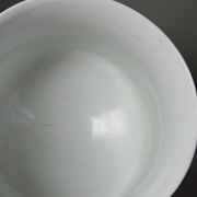 Grand cache-pot ancien en porcelaine émaillée, décor rocaille à l’oiseau, XIXe
