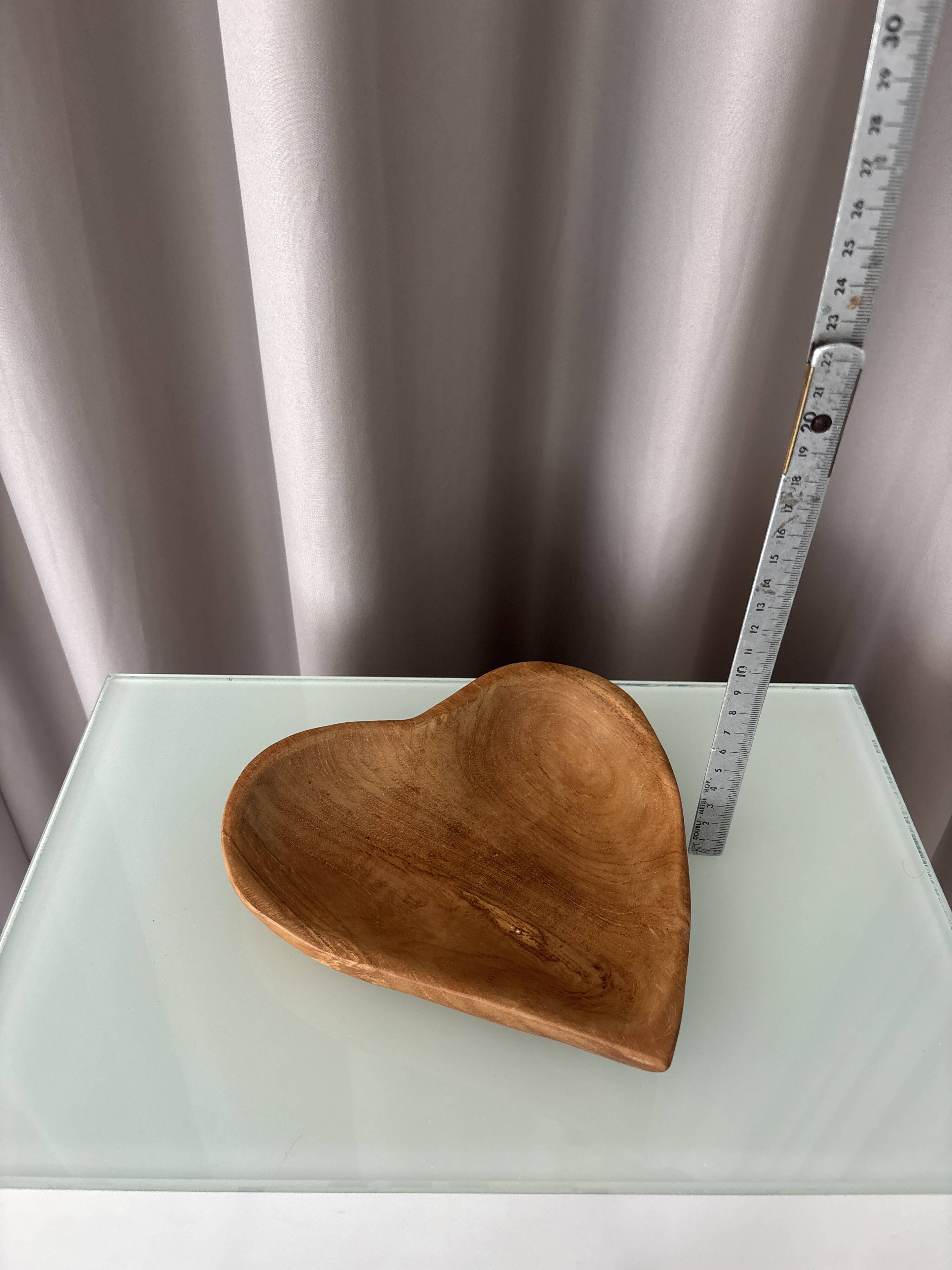 Hand-Carved Heart-Shaped Wooden Bowl | Rustic Cottagecore Catchall