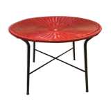 Scoubidou and rattan coffee table