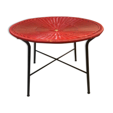 Table basse scoubidou et rotin