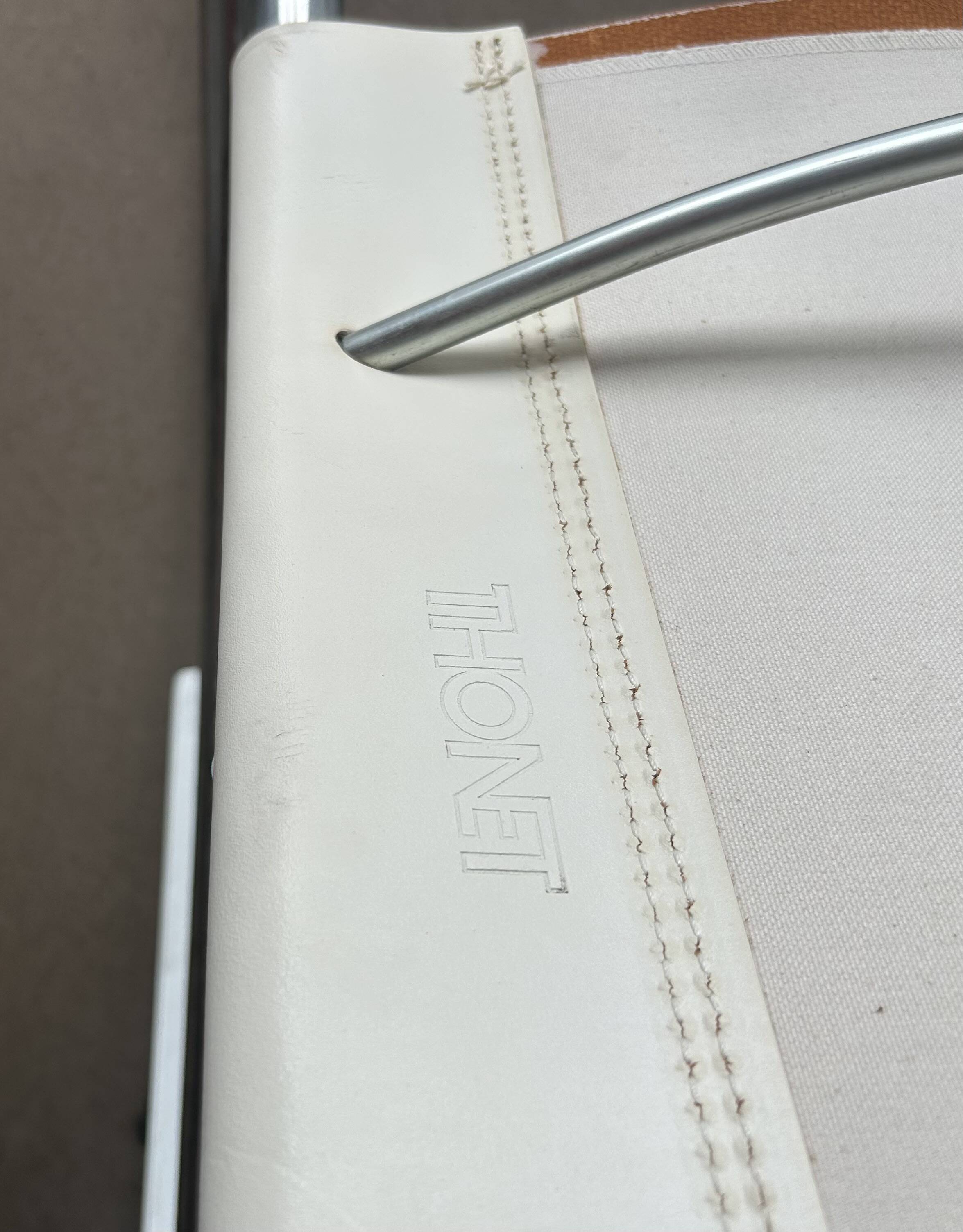 Mies van der Rohe armchair in white leather and chrome MR20 Thonet collection