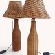 Pair of Table Lamps in Handwoven Wicker and Rattan, France, 1960s