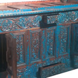 Damchaya Chest Blue Original Piece Old Teak with Secrets 150x108x65cm