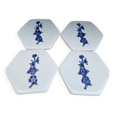 Neuf – coffret de 4 sous-verres hexagonaux en porcelaine peinte à la m