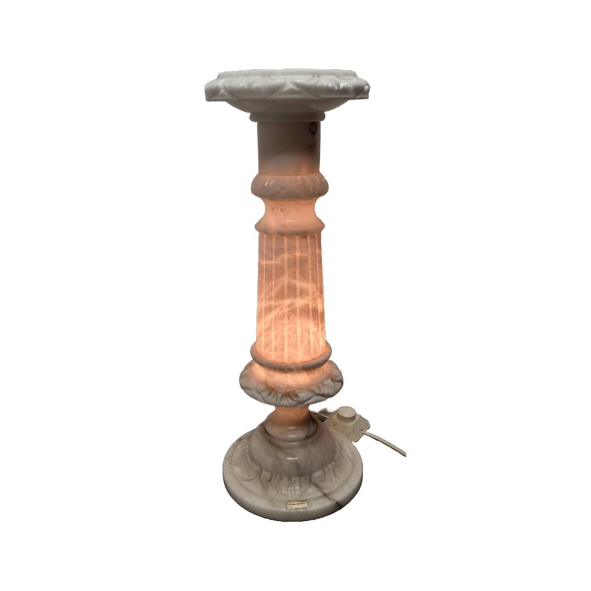 Vintage Alabaster Pillar With Lamp, 1970/80s