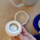 Coffee service and dessert in vintage porcelain 70s Bareuther blue décor