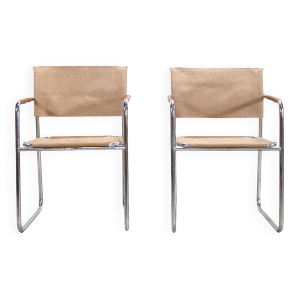 Chaises Karin Mobring Amiral en chrome et jute de 1973