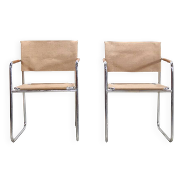 Chaises Karin Mobring Amiral en chrome et jute de 1973