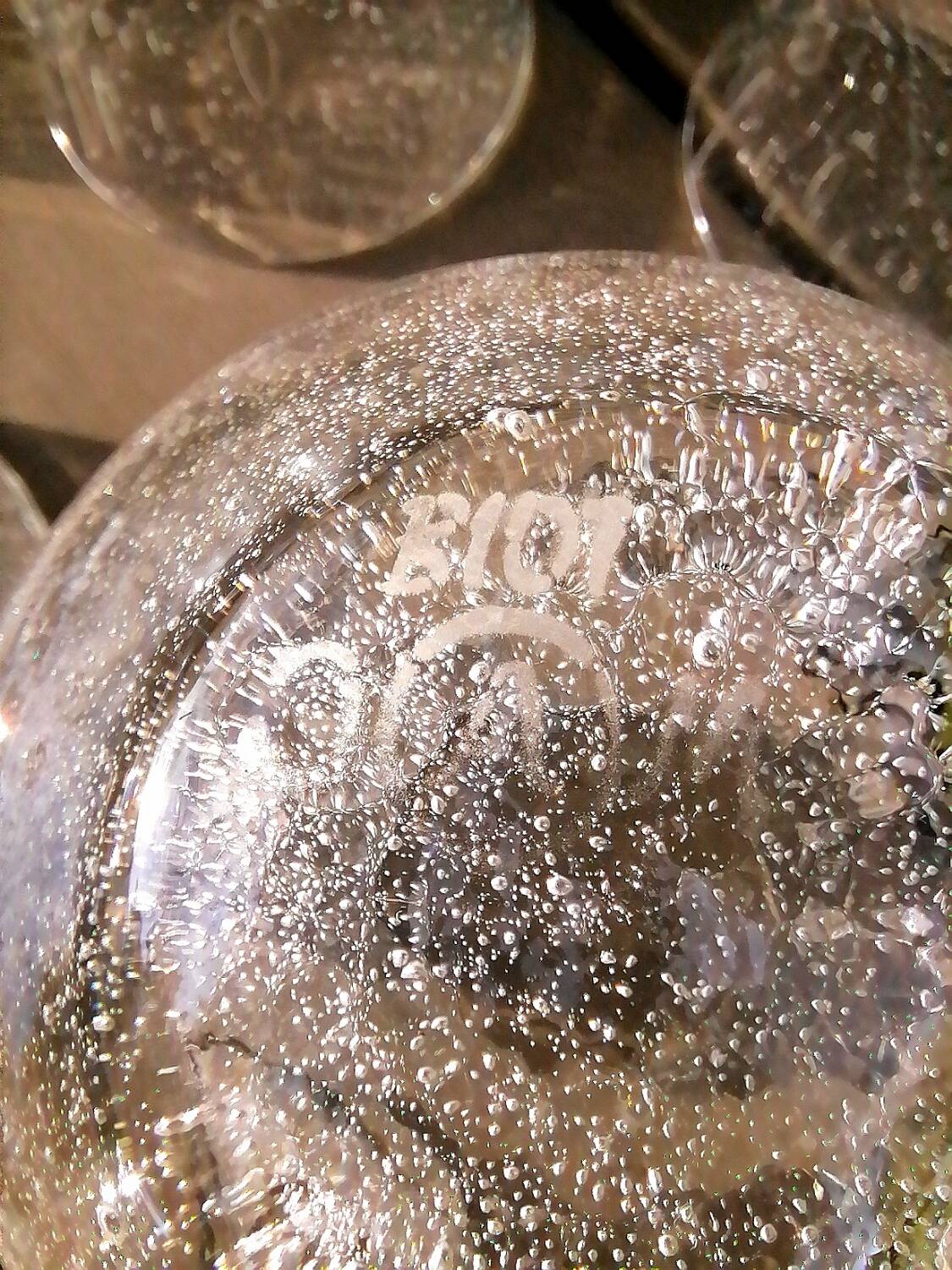 6 bubbled water glasses White Roman Goblet Biot Glassware